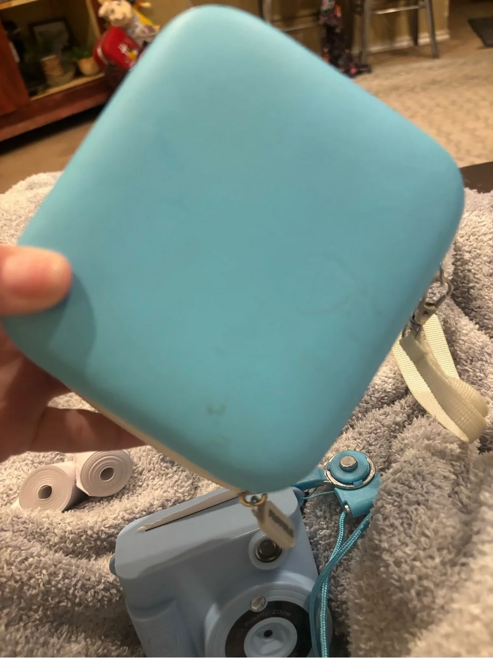 Light Blue Instant Print Toy Camera with Carry Case and Strap